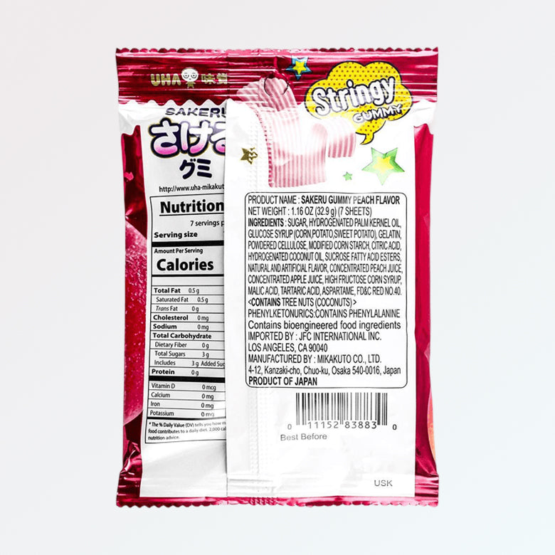 Sakeru Peach Japanese Gummy Candy